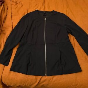 J. Jill Black Zip-Front Blazer Jacket